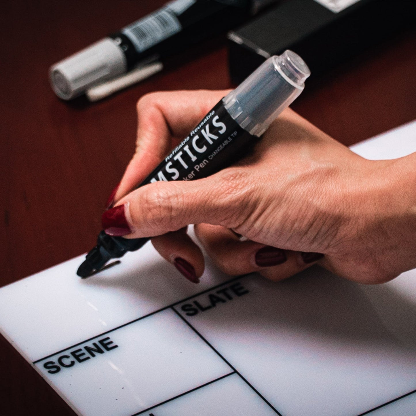 Filmsticks Reusable Non-Permanent Acrylic Board Black Marker Pen Kit